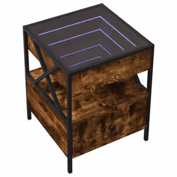 vidaXL Coffee Table with Infinity LED Hallway Accent End Table Side Table - smoked oak, 40 x 40 x 51 cm - Additional view 2