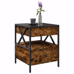 vidaXL Coffee Table with Infinity LED Hallway Accent End Table Side Table - smoked oak, 40 x 40 x 51 cm - Additional view 4