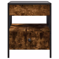 vidaXL Coffee Table with Infinity LED Hallway Accent End Table Side Table - smoked oak, 40 x 40 x 51 cm - Additional view 5