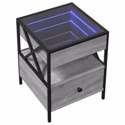 vidaXL Coffee Table with Infinity LED Hallway Accent End Table Side Table - grey sonoma, 40 x 40 x 51 cm - Additional view 2