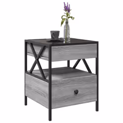 vidaXL Coffee Table with Infinity LED Hallway Accent End Table Side Table - grey sonoma, 40 x 40 x 51 cm - Additional view 4
