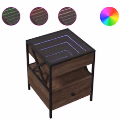vidaXL Coffee Table with Infinity LED Hallway Accent End Table Side Table - brown oak, 40 x 40 x 51 cm