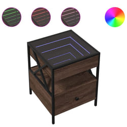 vidaXL Coffee Table with Infinity LED Hallway Accent End Table Side Table - brown oak, 40 x 40 x 51 cm
