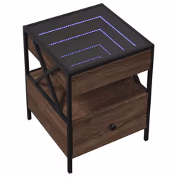 vidaXL Coffee Table with Infinity LED Hallway Accent End Table Side Table - brown oak, 40 x 40 x 51 cm