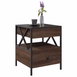 vidaXL Coffee Table with Infinity LED Hallway Accent End Table Side Table - brown oak, 40 x 40 x 51 cm - Additional view 4