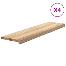 vidaXL Stair Treadss Step Mat Door Mat Tread Mat Untreated Solid Wood Oak - natural, 100 x 25 x 2 cm/ 4 pcs