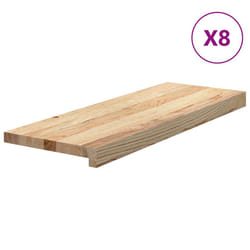 vidaXL Stair Treadss Step Mat Door Mat Tread Mat Untreated Solid Wood Oak - natural, 70 x 30 x 2 cm/ 8 pcs
