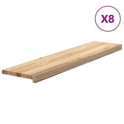 vidaXL Stair Treadss Step Mat Door Mat Tread Mat Untreated Solid Wood Oak - natural, 110 x 30 x 2 cm/ 8 pcs