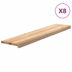 vidaXL Stair Treadss Step Mat Door Mat Tread Mat Untreated Solid Wood Oak - natural, 120 x 30 x 2 cm/ 8 pcs