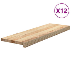 vidaXL Stair Treadss Step Mat Door Mat Tread Mat Untreated Solid Wood Oak - 80 x 25 x 2 cm/ 12 pcs