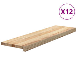 vidaXL Stair Treadss Step Mat Door Mat Tread Mat Untreated Solid Wood Oak - 90 x 25 x 2 cm/ 12 pcs