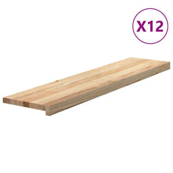 vidaXL Stair Treadss Step Mat Door Mat Tread Mat Untreated Solid Wood Oak - natural, 110 x 25 x 2 cm/ 12 pcs