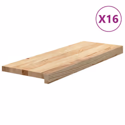 vidaXL Stair Treadss Step Mat Door Mat Tread Mat Untreated Solid Wood Oak - natural, 70 x 25 x 2 cm/ 16 pcs