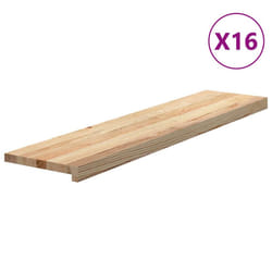 vidaXL Stair Treadss Step Mat Door Mat Tread Mat Untreated Solid Wood Oak - natural, 110 x 30 x 2 cm/ 16 pcs