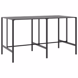 vidaXL Garden Bar Set Outdoor Bistro Set Bar Stool Black Powder-coated Steel - 200 x 99 x 110 cm/ 11 piece