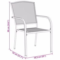 vidaXL Stackable Garden Chair Set Patio Chair Anthracite Powder-coated Steel - 80 x 72.5 cm/ 5 piece - Additional view 10