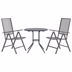 vidaXL Reclining Garden Chair Set Armchair Anthracite Powder-coated Steel - 80 x 72.5 cm/ 3 piece