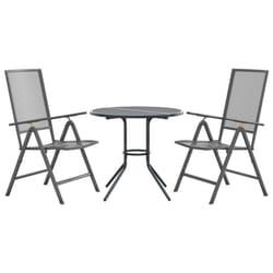 vidaXL Reclining Garden Chair Set Armchair Anthracite Powder-coated Steel - 80 x 72.5 cm/ 3 piece