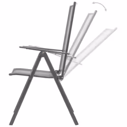 vidaXL Reclining Garden Chair Set Armchair Anthracite Powder-coated Steel - 80 x 72.5 cm/ 3 piece - Additional view 6