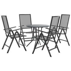 vidaXL Reclining Garden Chair Set Armchair Anthracite Powder-coated Steel - 80 x 72.5 cm/ 5 piece
