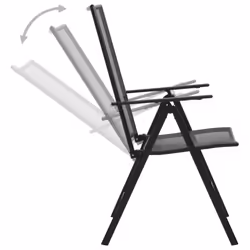 vidaXL Reclining Garden Chair Set Armchair Anthracite Powder-coated Steel - 80 x 72.5 cm/ 5 piece - Additional view 6