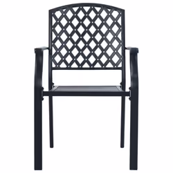 vidaXL Stackable Garden Chair Set Seat 5 pcs Anthracite Powder-coated Steel - 110 x 72.5 cm/ 7 piece - Additional view 4