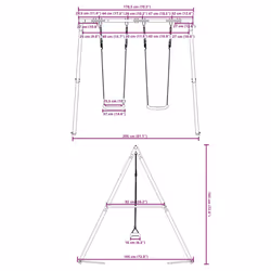 vidaXL Outdoor Swing Set with 2 Swings Garden Play Swing Seat Kids Swing Set