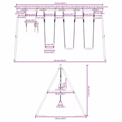 vidaXL Outdoor Swing Set with Swings and Trapeze Play Swing Kids Swing Set - Additional view 9