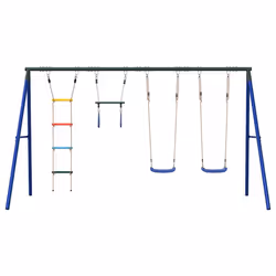 vidaXL Outdoor Swing Set with Swings, Trapeze, Ladder Garden Kids Play Swing - Additional view 2