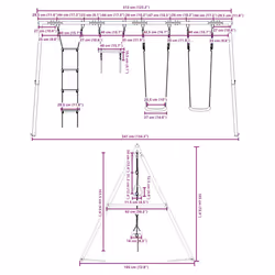 vidaXL Outdoor Swing Set with Swings, Trapeze, Ladder Garden Kids Play Swing - Additional view 3