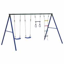 vidaXL Outdoor Swing Set with Swings, Trapeze, Ladder Garden Kids Play Swing - Additional view 4
