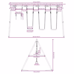 vidaXL Outdoor Swing Set with Swings and Trapeze Play Swing Kids Swing Set - Additional view 9