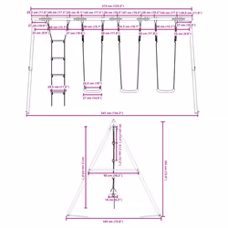 vidaXL Outdoor Swing Set with Swings and Ladder Play Swing Kids Swing Set