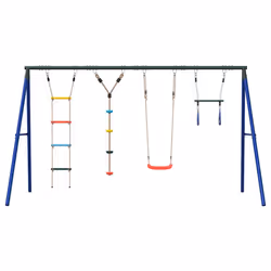 vidaXL Outdoor Swing Set with Swing, Trapeze, Ladder, Disc Swing Play Swing - Additional view 2