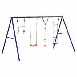 vidaXL Outdoor Swing Set with Swing, Trapeze, Ladder, Disc Swing Play Swing - Additional view 4
