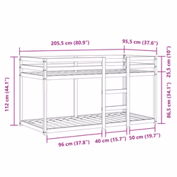 vidaXL Bunk Bed with Curtains Bed Frame White&Black 90x200 cm Solid Wood Pine - Additional view 3