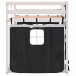 vidaXL Bunk Bed with Curtains Bed Frame White&Black 90x200 cm Solid Wood Pine - Additional view 5