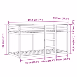 vidaXL Bunk Bed with Curtains Kids Bed Frame Twin Sleeper Solid Wood Pine - white and blue, 90 x 190 cm - Additional view 3