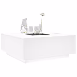 vidaXL Coffee Table with LED Hallway End Table Side Table Engineered Wood - white, 100 x 100 x 40 cm - Additional view 4