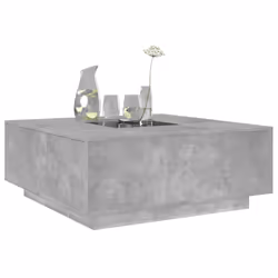 vidaXL Coffee Table with LED Hallway End Table Side Table Engineered Wood - concrete grey, 100 x 100 x 40 cm - Additional view 4