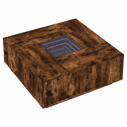 vidaXL Coffee Table with LED Hallway End Table Side Table Engineered Wood - smoked oak, 100 x 100 x 40 cm - Additional view 2