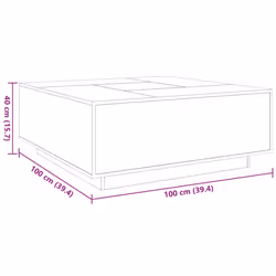 vidaXL Coffee Table with LED Hallway End Table Side Table Engineered Wood - smoked oak, 100 x 100 x 40 cm - Additional view 3