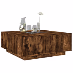vidaXL Coffee Table with LED Hallway End Table Side Table Engineered Wood - smoked oak, 100 x 100 x 40 cm - Additional view 4
