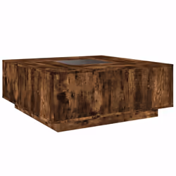 vidaXL Coffee Table with LED Hallway End Table Side Table Engineered Wood - smoked oak, 100 x 100 x 40 cm - Additional view 7
