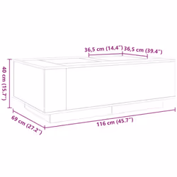 vidaXL Coffee Table with LED Hallway End Table Side Table Engineered Wood - sonoma oak, 116 x 69 x 40 cm - Additional view 3