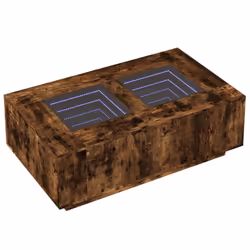 vidaXL Coffee Table with LED Hallway End Table Side Table Engineered Wood - smoked oak, 116 x 69 x 40 cm - Additional view 2