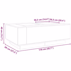 vidaXL Coffee Table with LED Hallway End Table Side Table Engineered Wood - brown oak, 116 x 69 x 40 cm