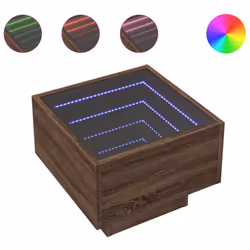 vidaXL Bedside Table with Infinity LED Nightstand Bed Table Bedside Cabinet - brown oak