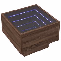 vidaXL Bedside Table with Infinity LED Nightstand Bed Table Bedside Cabinet - brown oak
