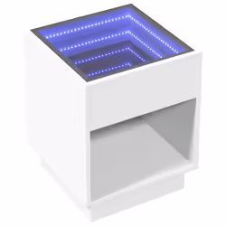 vidaXL Bedside Table with Infinity LED Nightstand Bed Side Table Smoked Oak - white, 40 x 40 x 50 cm